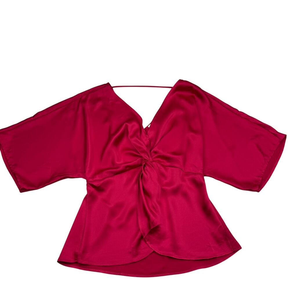 Pleione V-Neck Flutter Sleeve Front Twist Detail Feminine Blouse Women's Size M